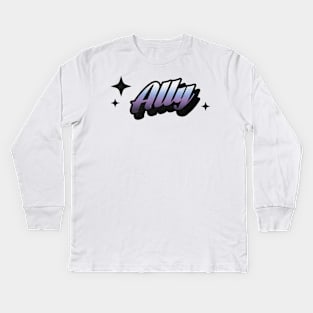 Ally - Retro Classic Typography Style Kids Long Sleeve T-Shirt